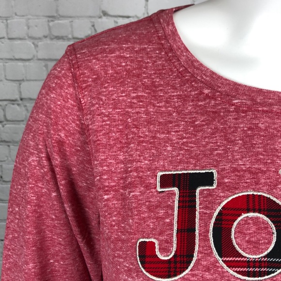 1X 2X Red Joyful Holiday Christmas Sweatshirt Plus - Picture 5 of 6
